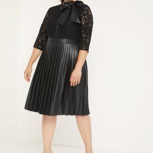 Eloquii Faux Leather and Lace Dress
